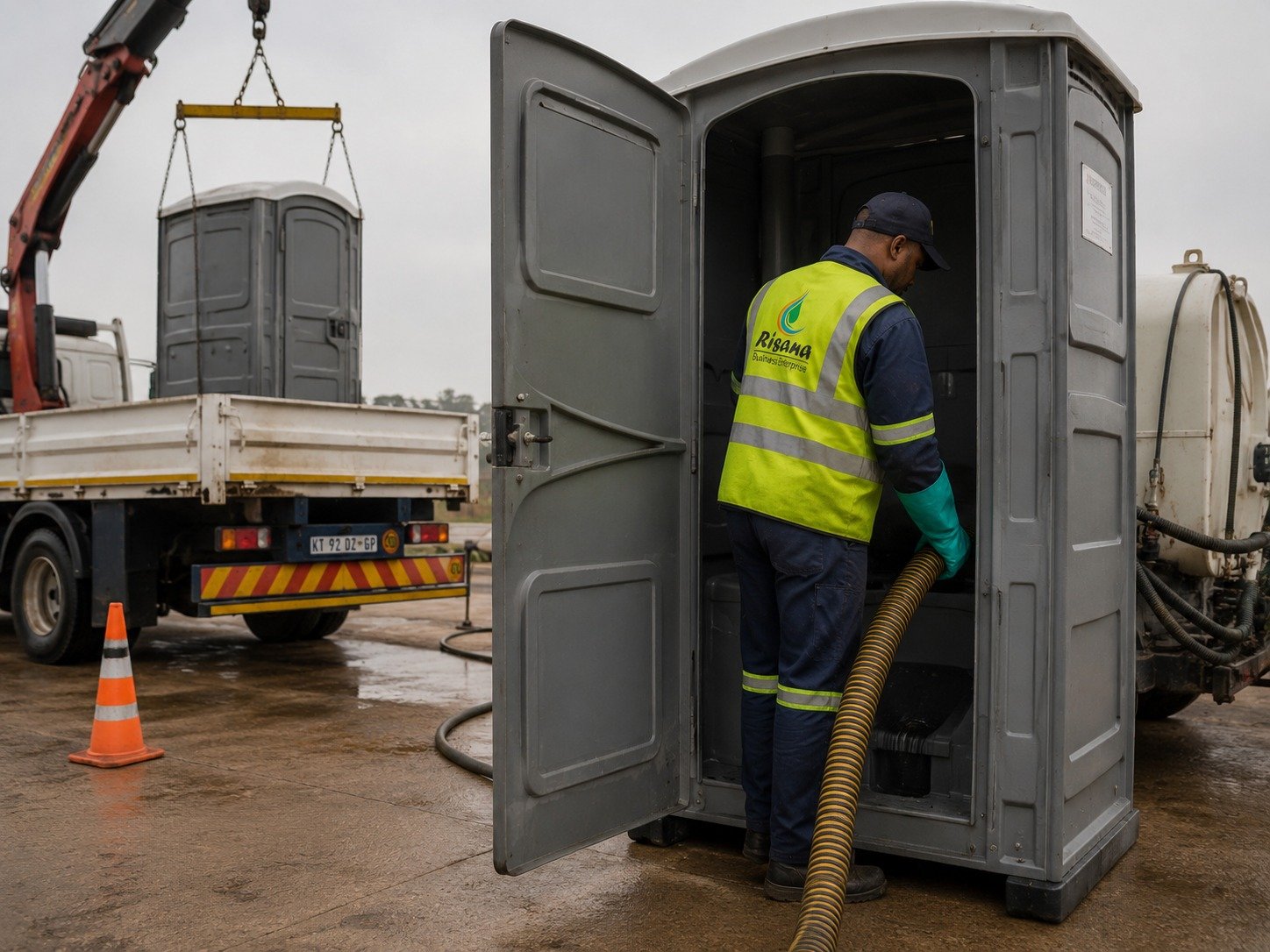 Chemical toilet units on site